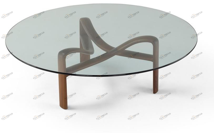 AMURA Круглый журнальный столик из дерева и стекла Twister sun-id-1394443