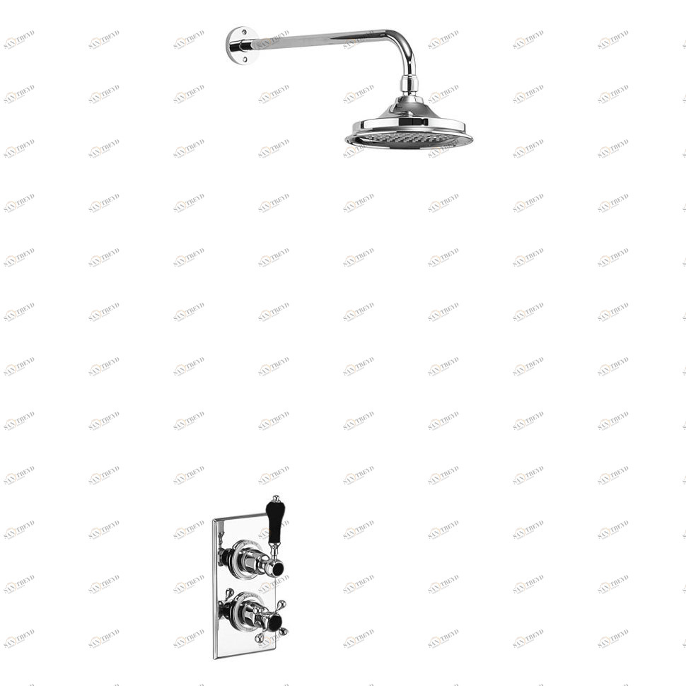 Душевая стойка c встроенным термостатом TF1S c душевой насадкой 12'', серия Black Trent Burlington TF1S BLA, V60/ARCV60 CHR