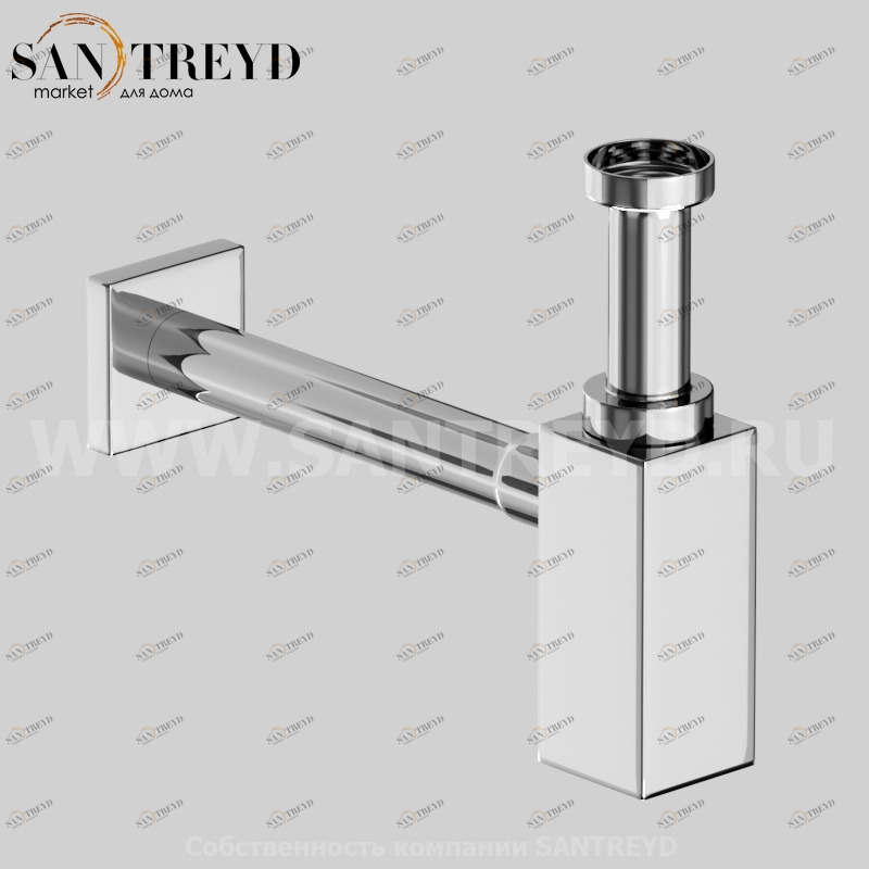 SF051CR Квадратный сифон 5 см хромированный Globo ACCESSORIES Италия Ceramica Globo