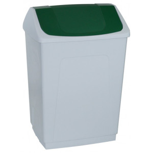 242664 DENOX Ведро пластиковое белое с плавающей зеленой крышкой 55 л. Белый с зеленой крышкой