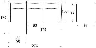 Twils Lounge 3-х местный тканевый диван с шезлонгом Revival sun-id-1377910 - Вид №4