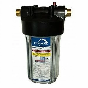 Корпус ГЕЙЗЕР ВВ 10" прозрачный для холодной воды, латунные ниппели