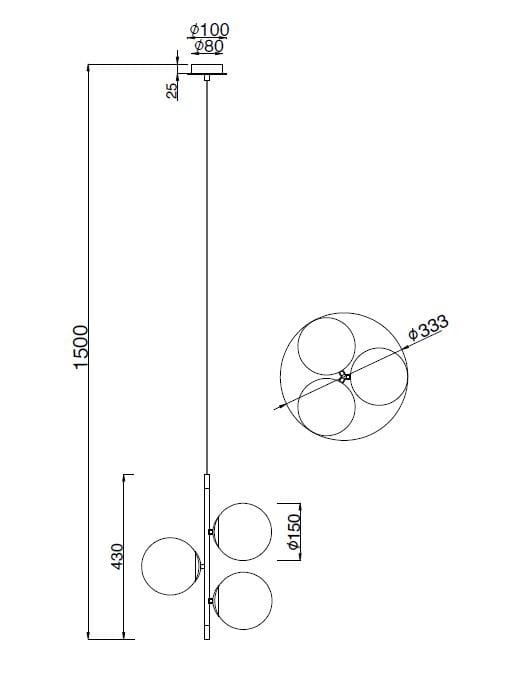 Металлический подвесной светильник со стеклянными абажурами Maytoni Nostalgia ARCH-00024250 - Вид №3