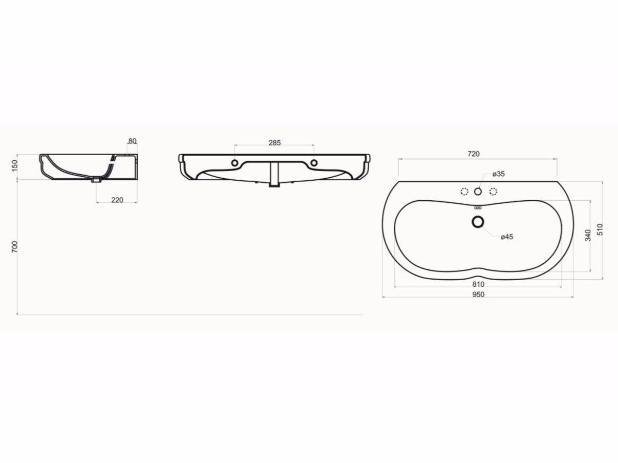 Классический стиль керамический одиночный умывальник GSG Ceramic Design ARCH-00049760 - Вид №2