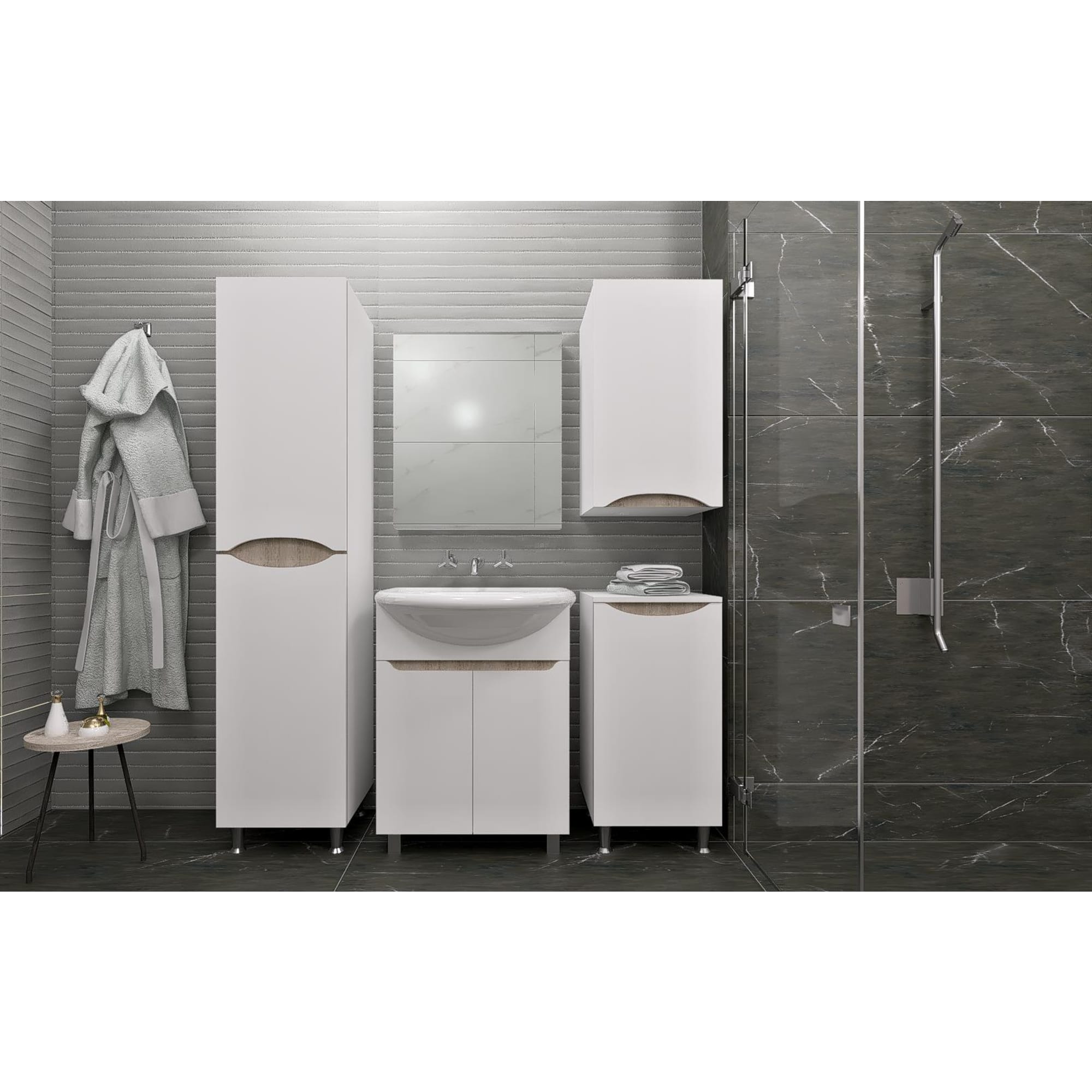 82200411 Тумба под раковину напольная «-50» 48 см цвет белый Руан Santreyd  - Вид №4