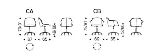 Кожаный поворотный стул с колесами Cattelan italia Tyler ARCH-00133134 - Вид №2