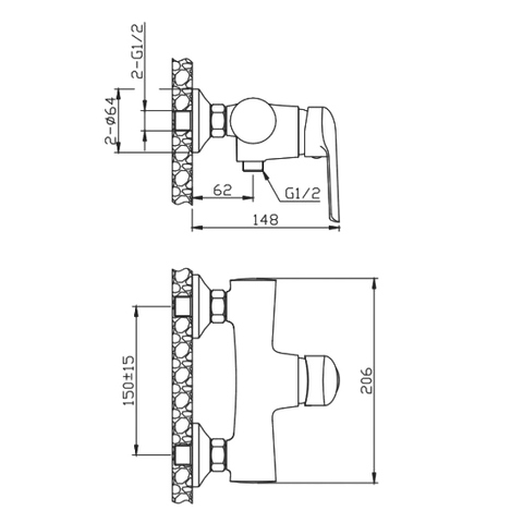 Orange Tony M54-200Gr однозахватный смеситель для душа без аксессуаров Золотой sun-id-1517084 - Вид №1