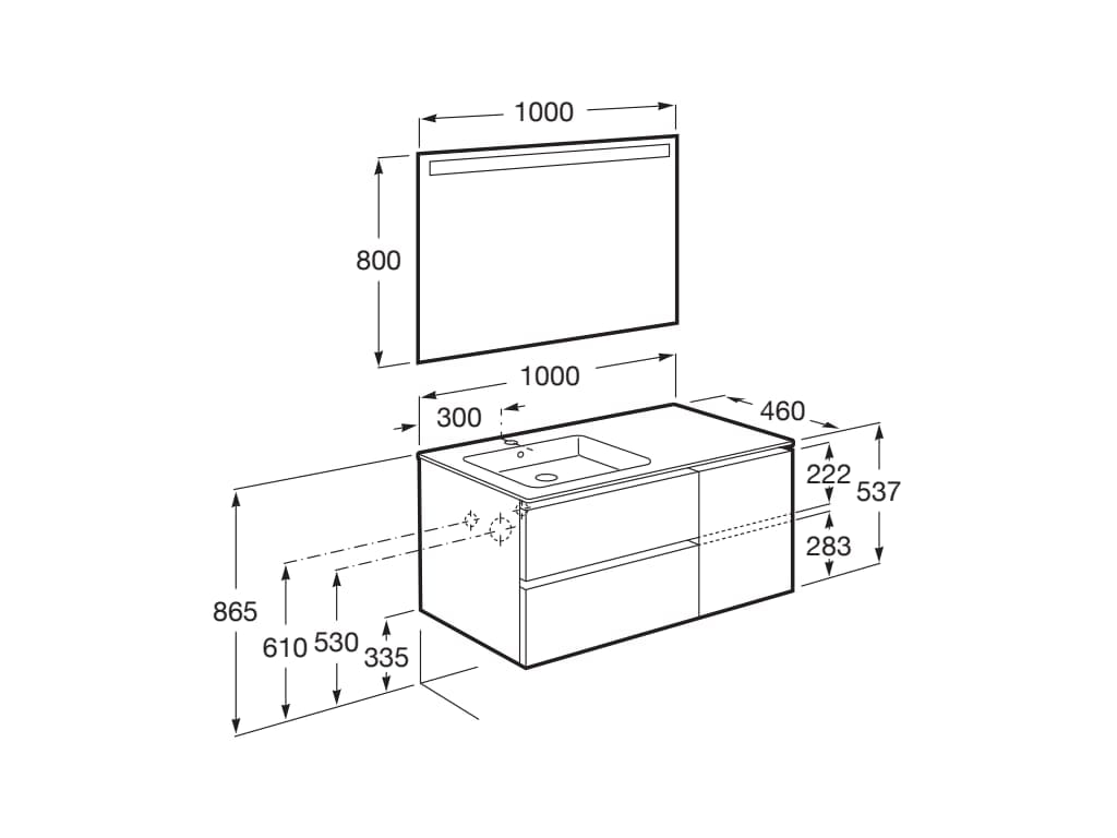Деревянный умывальник с ящиками, дверцами, зеркалом и встроенной раковиной Roca The Gap ARCH-00147702 - Вид №16