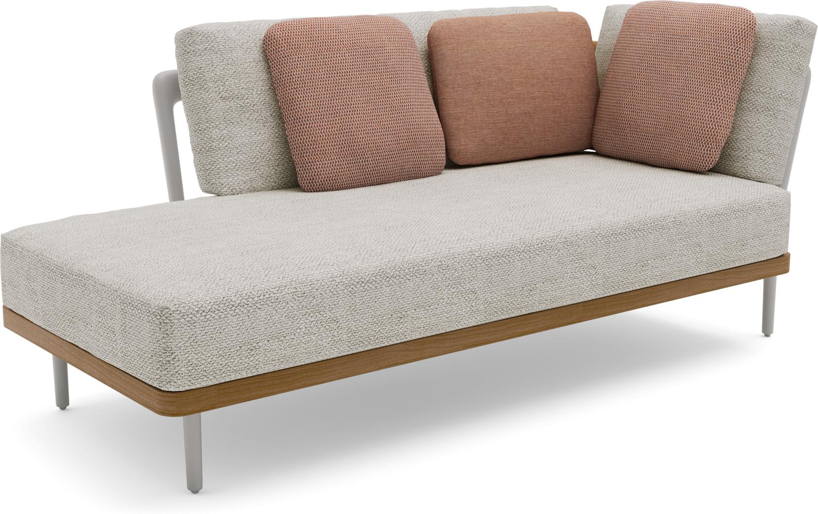 MNST273 Левое угловое двойное крайнее сиденье кремень teak Manutti Flex