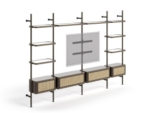 Модульный книжный шкаф с креплением пол-потолок