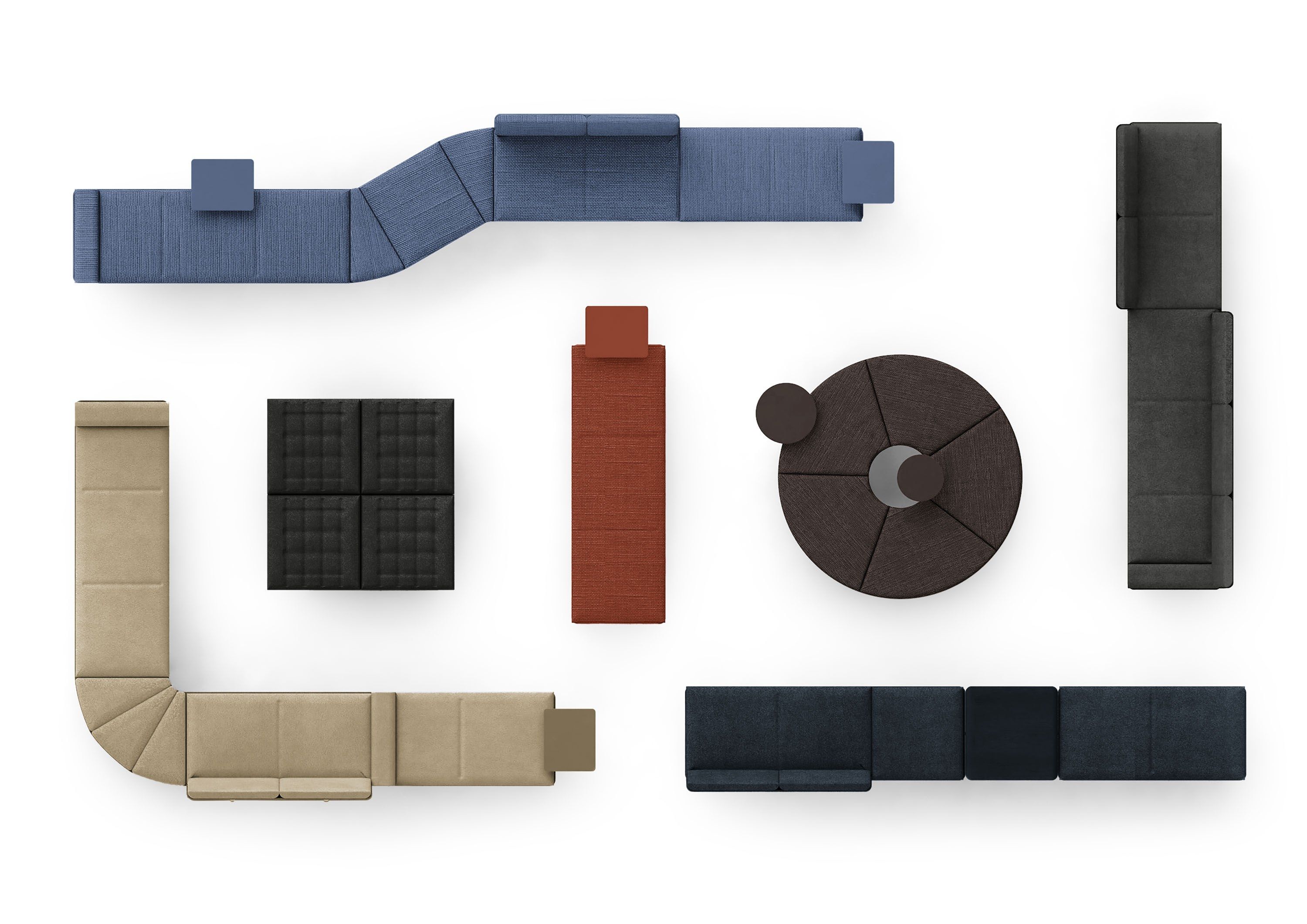 Изогнутая скамья из ткани True Design многоножка ARCH-00035043 - Вид №8