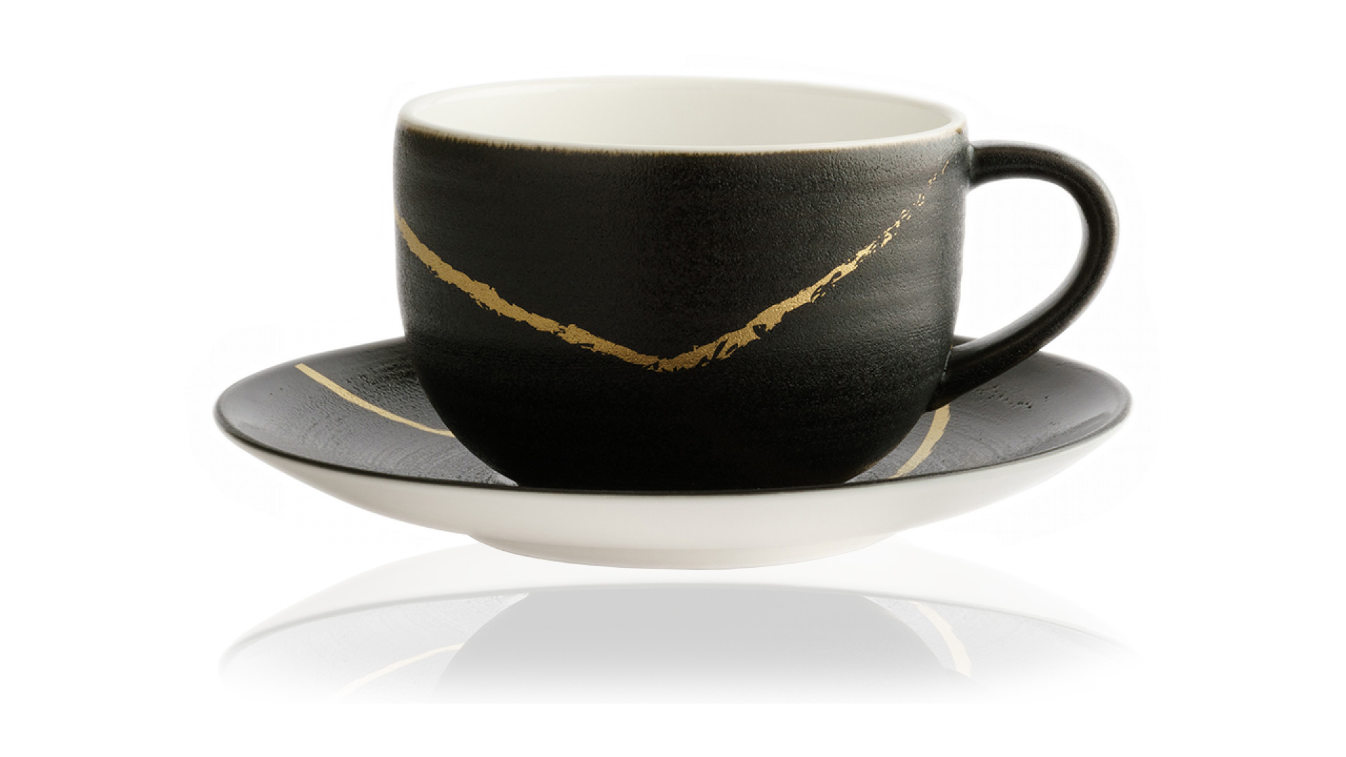 10672290 Royal Crown Derby Набор чашек чайных с блюдцем  Royal Crown Derby Эскиз. Черный 350мл, 6шт, фарфор Фарфор  - Вид №1