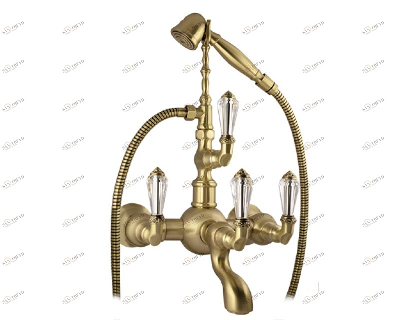 035616.F00.30 Душевой набор для ванны с кристаллами сваровски Античная латунь Mestre Adriatica