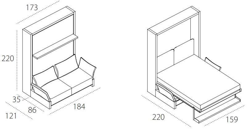 CLEI Диван-трансформер из ткани с отделением для хранения Nuovoliolà sun-id-1403475 - Вид №8
