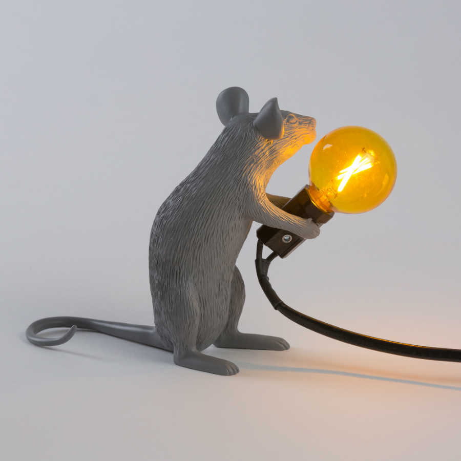 Светильник настольный Mouse Lamp Sitting, серый Seletti 14939 - Вид №3
