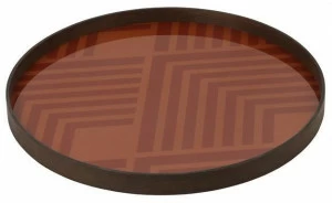 Ethnicraft Круглый поднос из дерева и стекла Urban geometry 20935