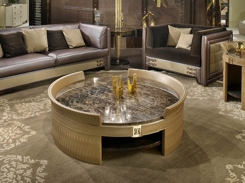 Мраморный круглый низкий журнальный столик Turri номер три ARCH-00058707