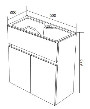У75328 Тумба с раковиной Mira 60П 2д. Белый глянец 1 Marka MIRA - Вид №6