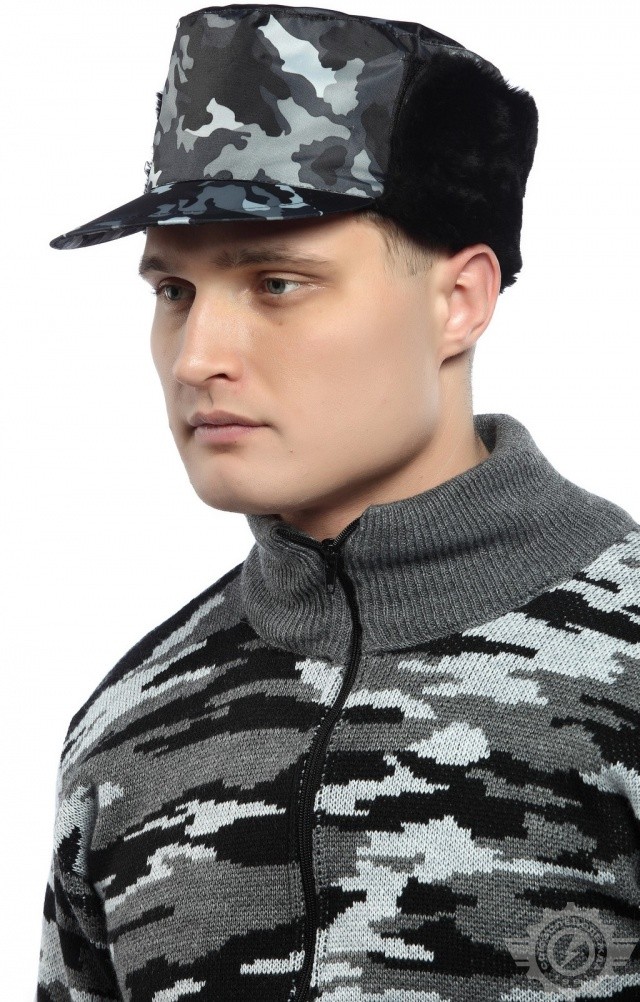61449 Кепи "Охранник" зимнее цвет камуфляж серый  Головные уборы  размер 56 Спецодежда  - Вид №2
