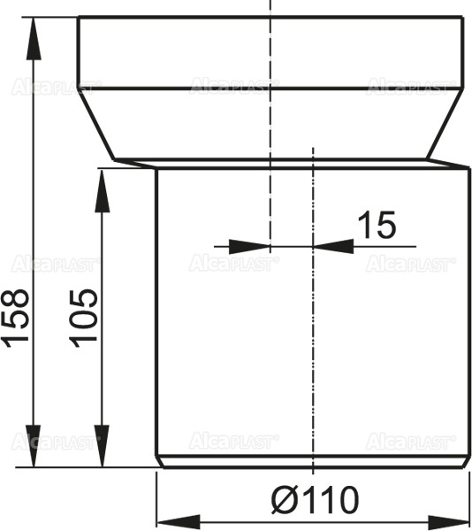Патрубок для унитаза эксцентрическая 158 мм ALCAPLAST A92 - Вид №1
