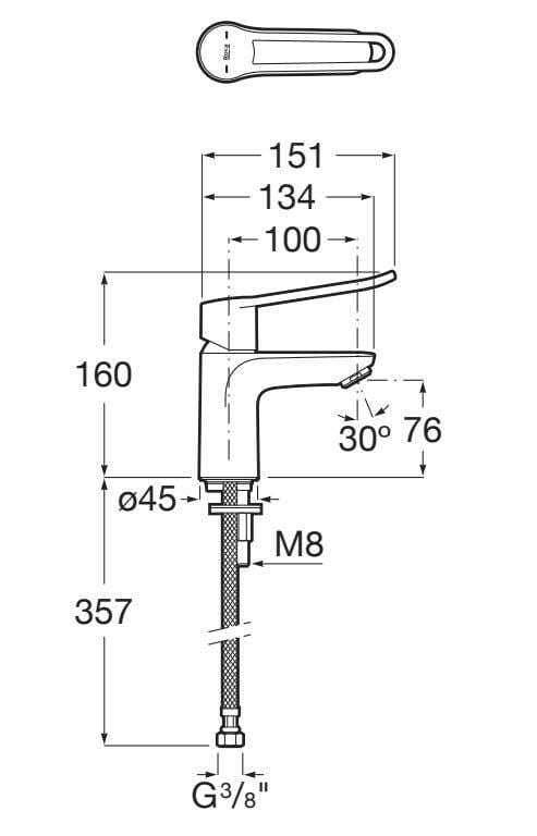 Латунный однорычажный смеситель для раковины Roca Victoria ARCH-00142602 - Вид №2