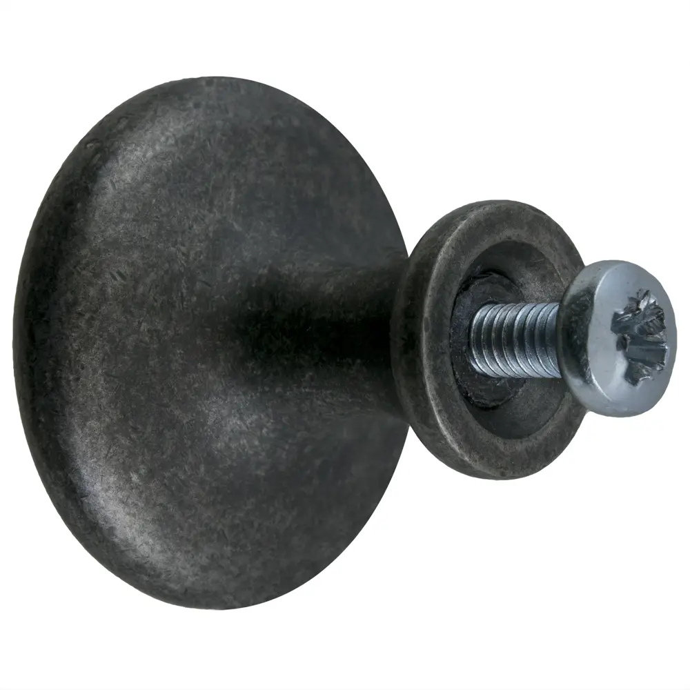 Мебельная ручка-кнопка Jet 161 ЦАМ цвет античное серебро ø28 мм STLM-2196914 - Вид №1