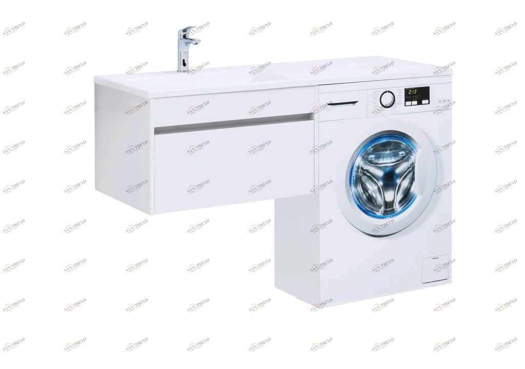 Тумба с раковиной Aquanet Токио 130 L белый (подвесная, 1 ящик) 0023691700235501