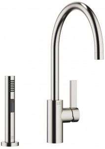 33826875-06_1_27721970-06_1 Смеситель однорычажный с душевым гарнитуром для ополаскивания - платина матовая Dornbracht Tara Ultra