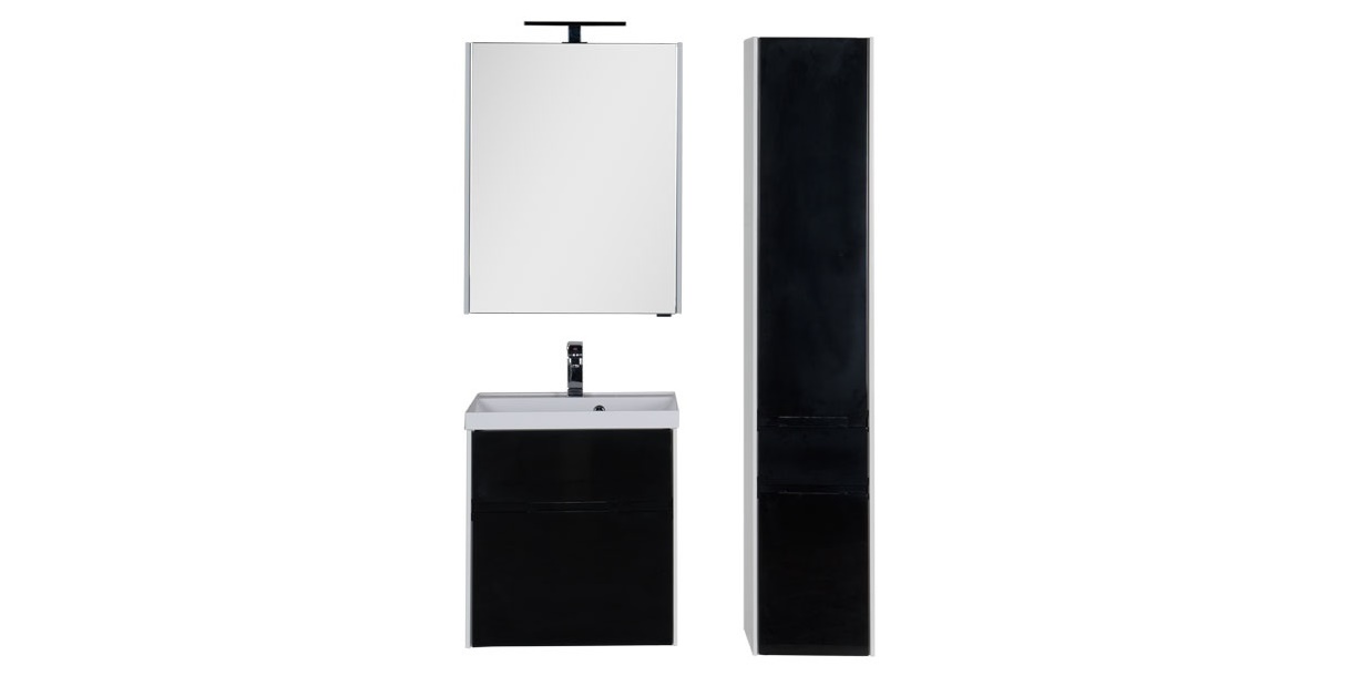 Комплект мебели Aquanet Латина 60 черный (2 ящика) 00181080 - Вид №1
