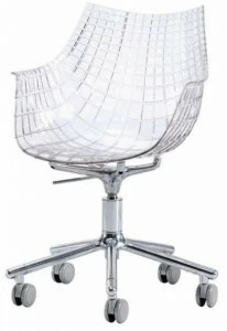 Driade Вращающееся кресло из поликарбоната на 5 спиц с колесами Meridiana