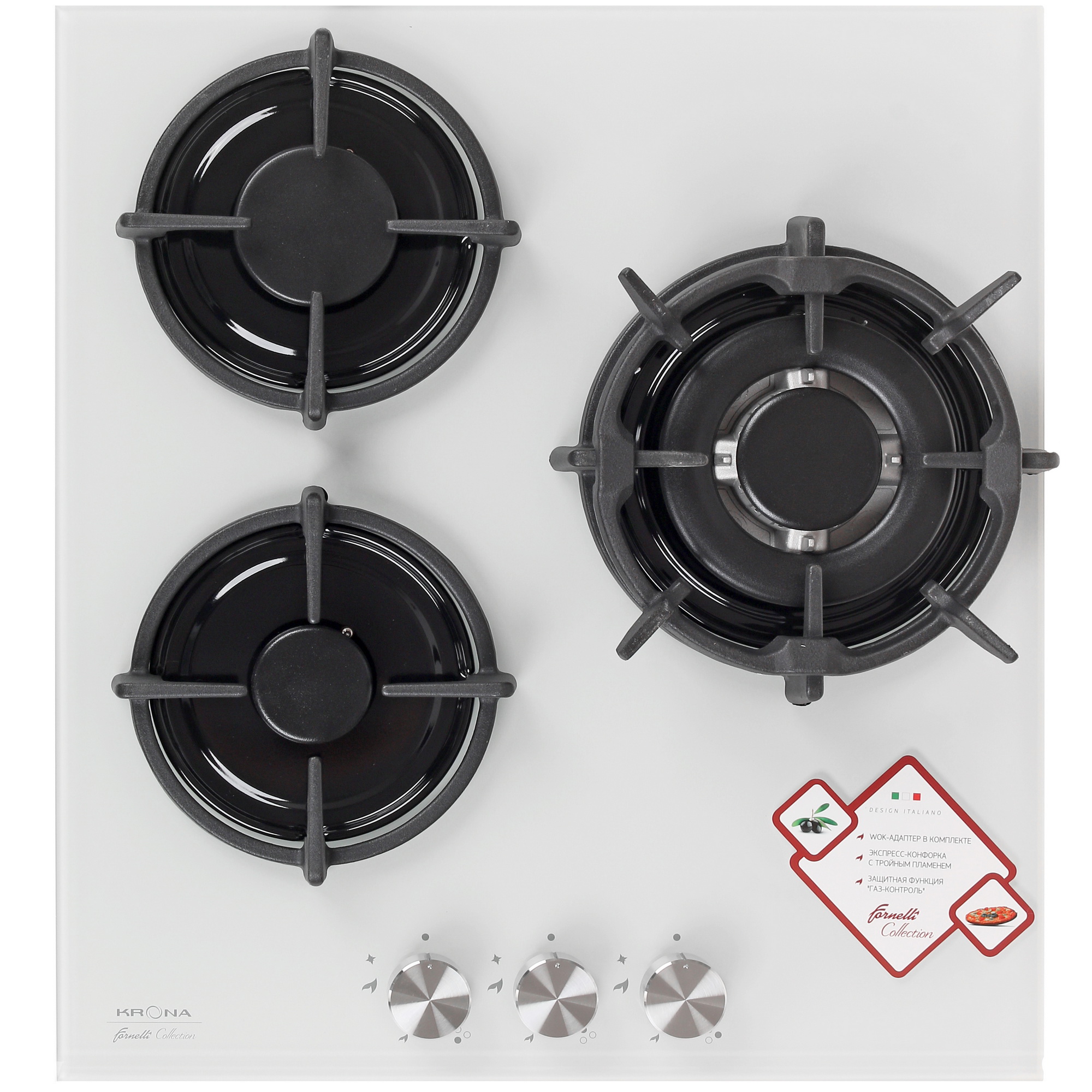 8161374 Газовая варочная поверхность KRONA FIERO 45 WH KRONA1 STDN-0041542