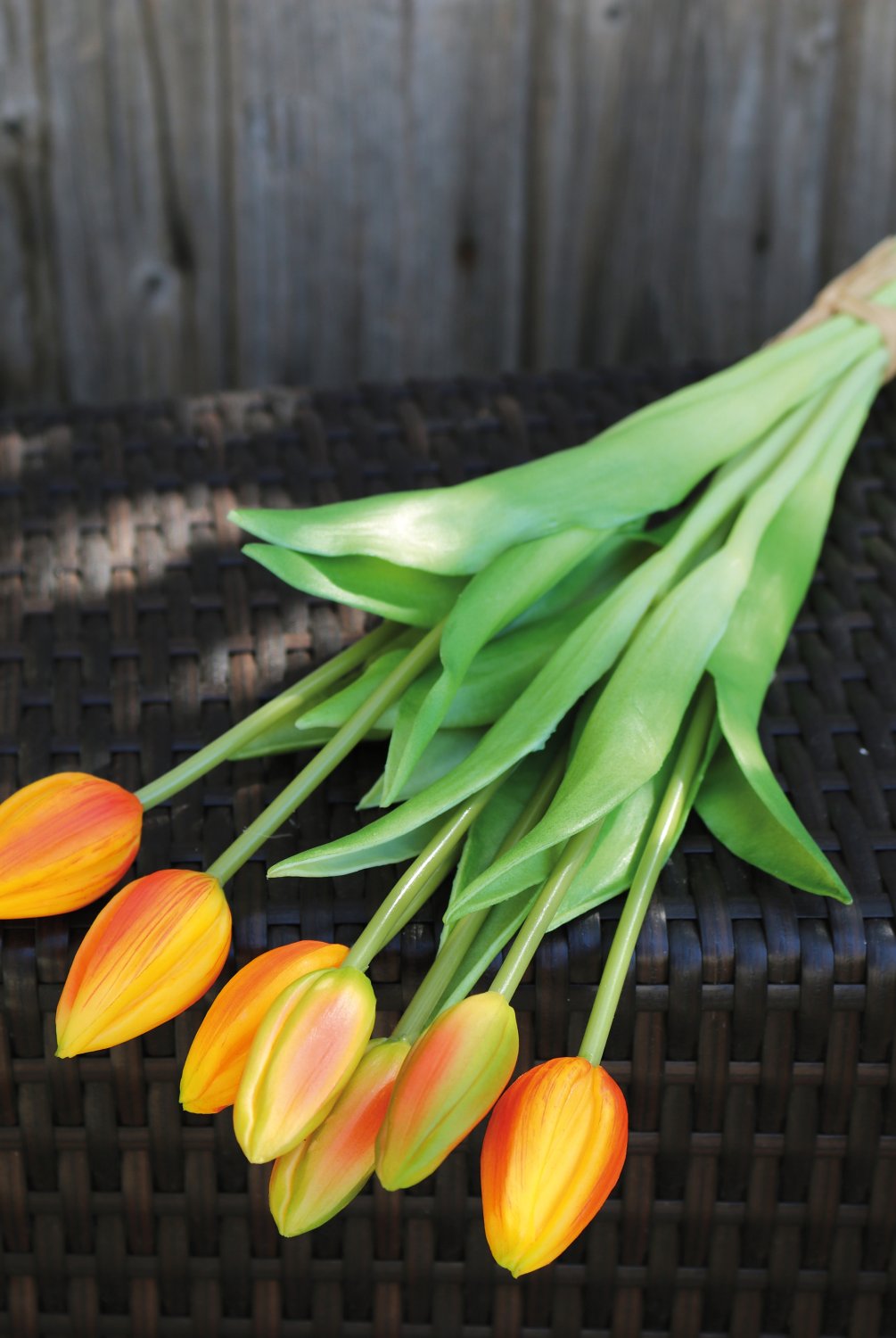 2942 334 a3 Букет искусственных тюльпанов, 7-кратный, 44 см, real touch, оранжевый H-andreas  - Вид №4