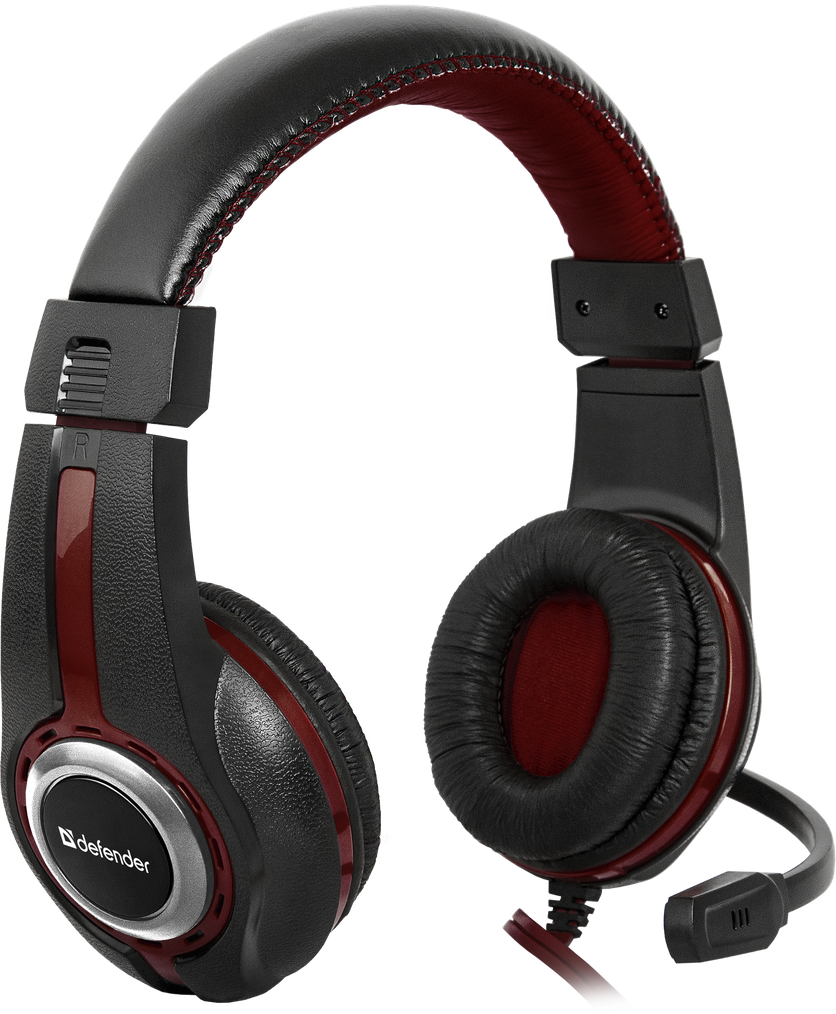 64106 игровая гарнитура warhead g-185 черный + красный, кабель 2 м Defender Santreyd  - Вид №1