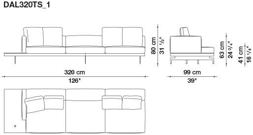 B&B Italia 3-х местный тканевый диван с шезлонгом Dock sun-id-1355318 - Вид №11