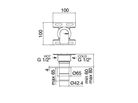 Нержавеющая сталь встраиваемые 2 отверстия однорычажный смеситель для душа Zazzeri Q316 ARCH-00152398 - Вид №3