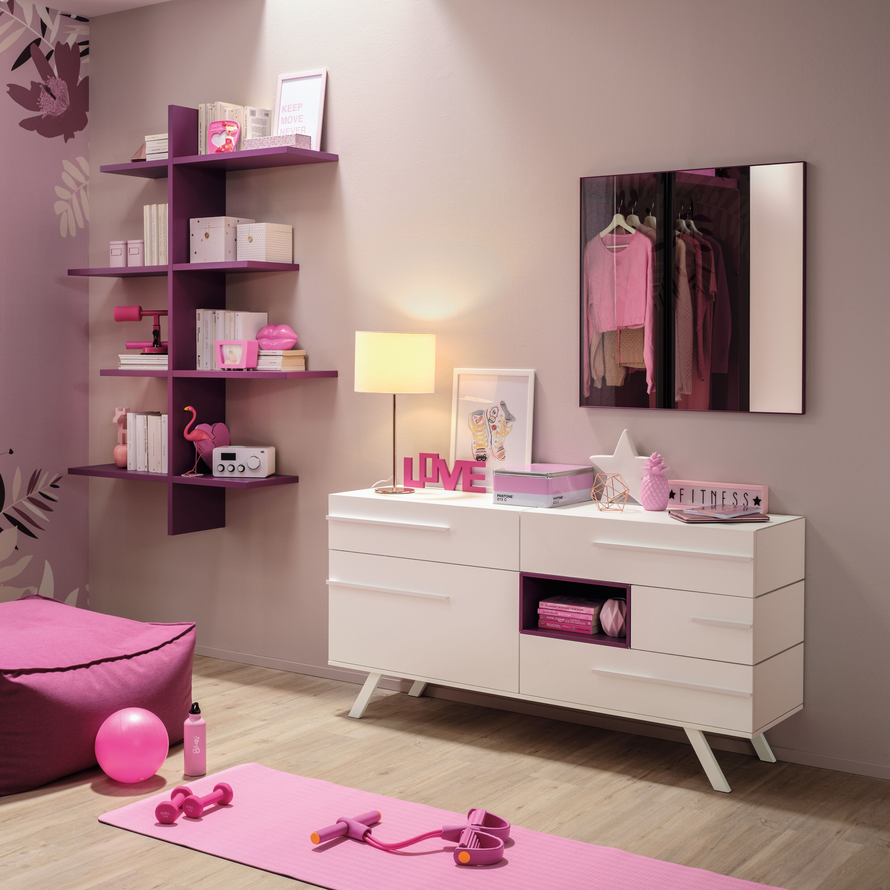 Спальня с угловым шкафом и стеклянными дверцами Moretti Compact YC312 ARCH-00082514 - Вид №4