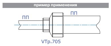 VTp.705.0.050032 Фитинг полипропиленовый – муфта переходная Valtec 50 x 32 мм  - Вид №9