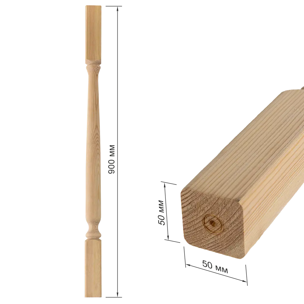 Балясина Santreyd точёная из массива сосны 50×50×900 мм 81990101 Амфора STLM-0016703 - Вид №5