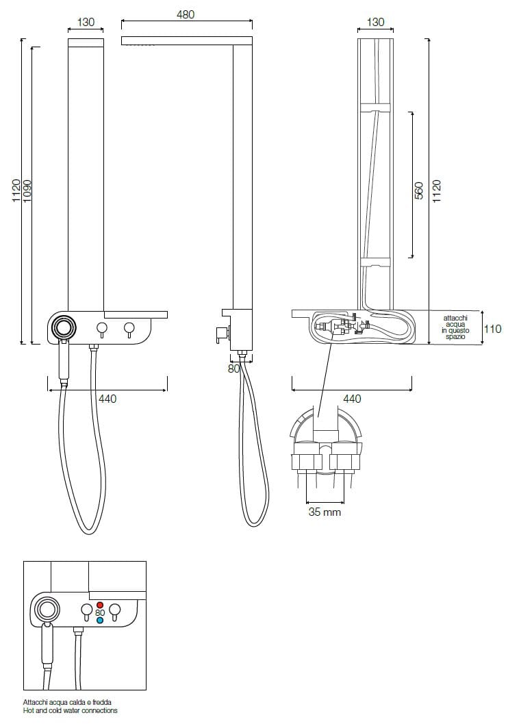 Настенная душевая колонна с переключателем TAMANACO RIO ARCH-00008182 - Вид №1