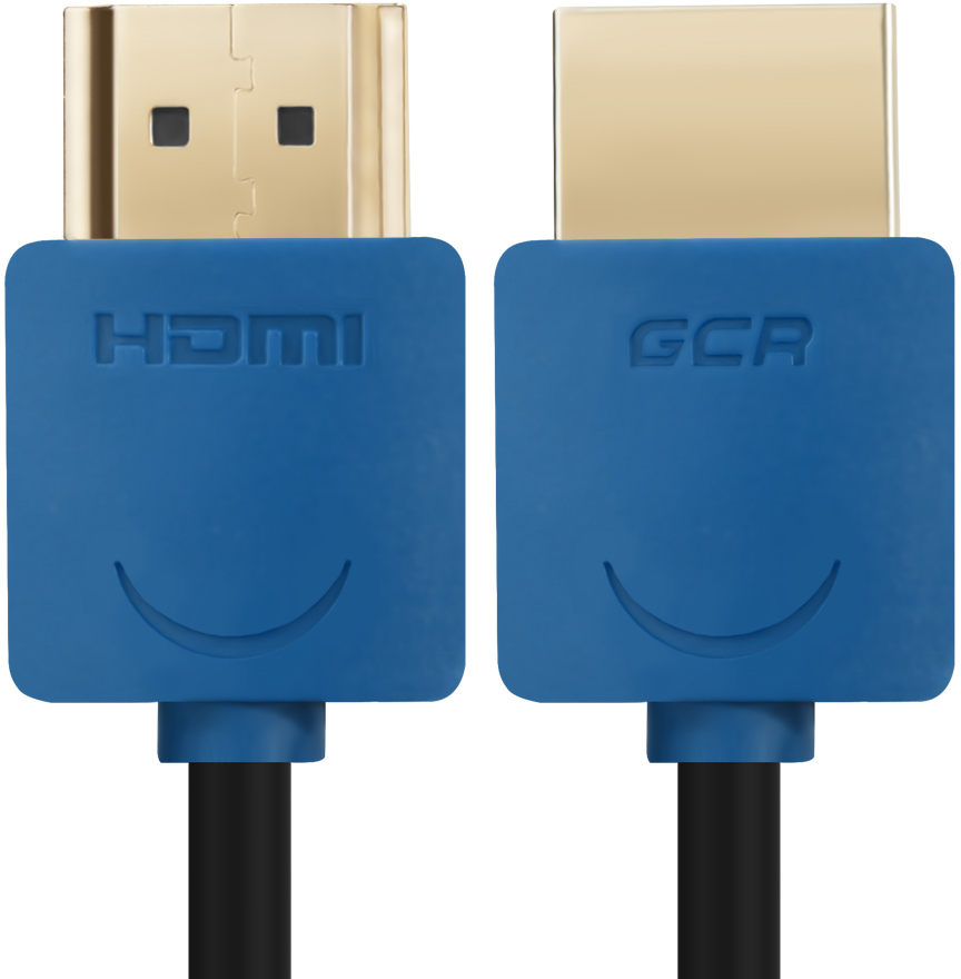 GCR-HM530-3.0m кабель 3.0m hdmi версия 1.4, черный, синие коннекторы, slim od3.8mm, 32/32 awg, позолоченные контакты, ethernet 10.2 гбит/с, 3d, 4k, premium , экран Greenconnect Santreyd  - Вид №1