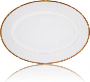 32027 Noritake Блюдо овальное Noritake "Рочель,золотой кант" 41см Фарфор костяной