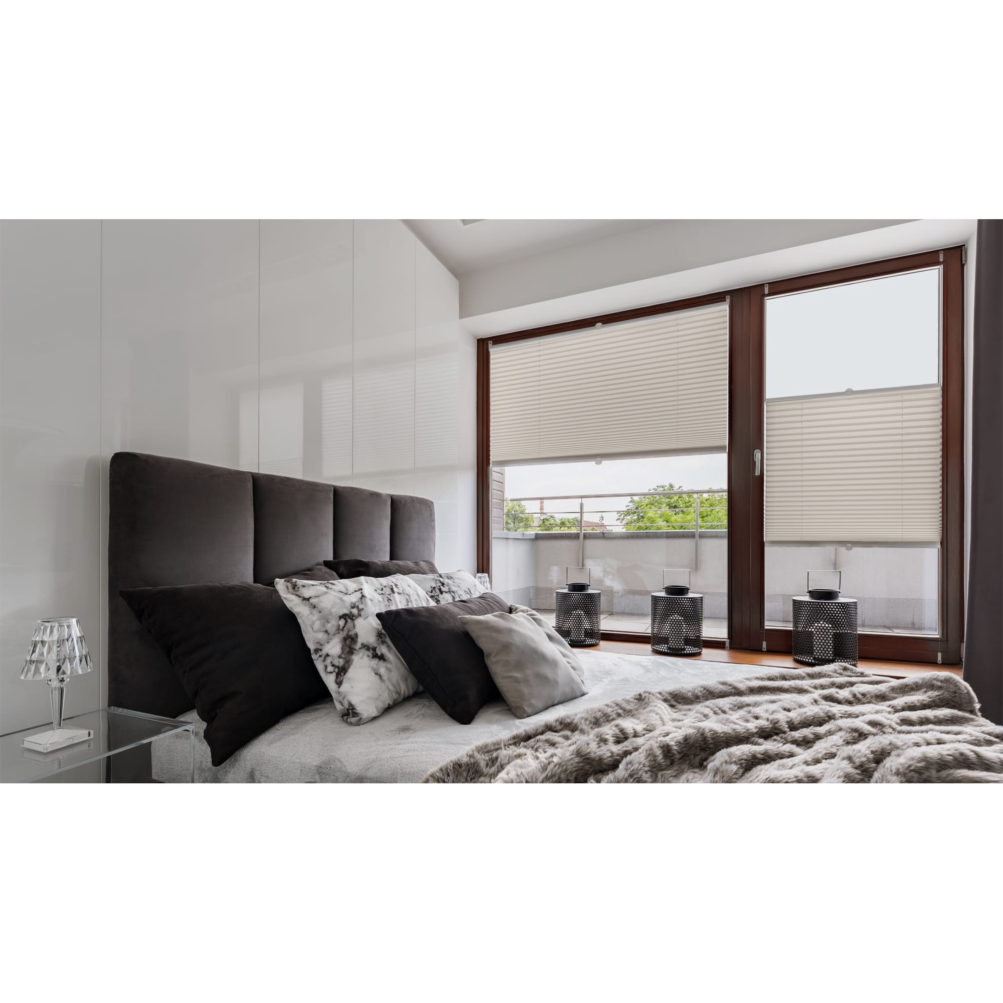 82057293 Штора плиссе «Плайн», 80х160 см, текстиль, цвет серый Santreyd  - Вид №4