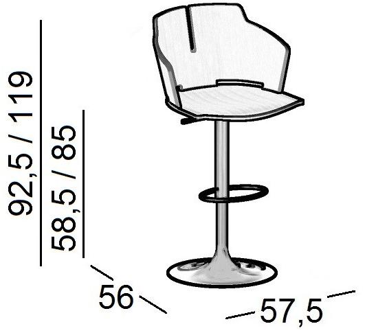 Luxy Регулируемый по высоте высокий табурет со спинкой Prima sun-id-1463689 - Вид №3