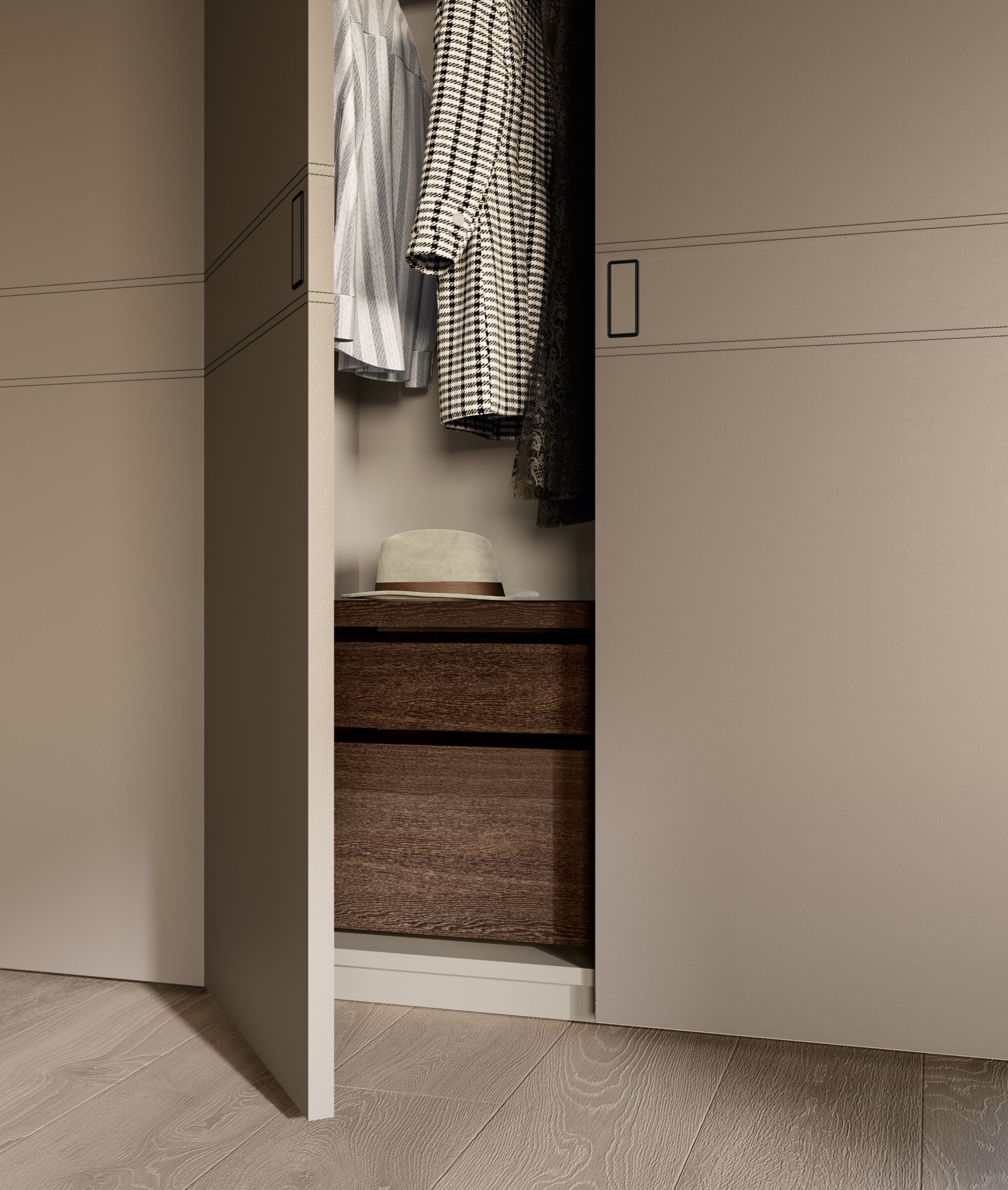 Секционный шкаф с откидной створкой из кожи Dall'Agnese Wardrobe Collection ARCH-00134102 - Вид №1