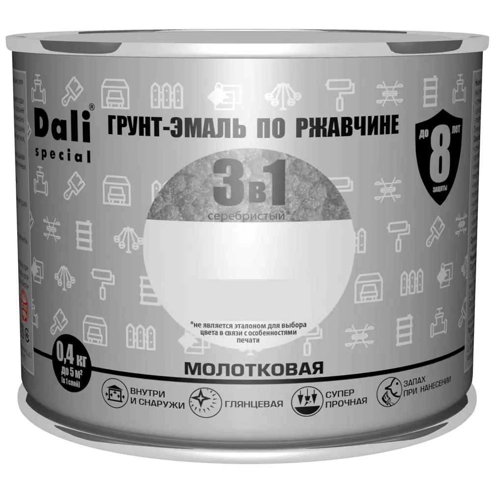 Грунт-эмаль Dali 3 в 1 молотковая серебристая для металла 83372512 STLM-0040615 - Вид №1