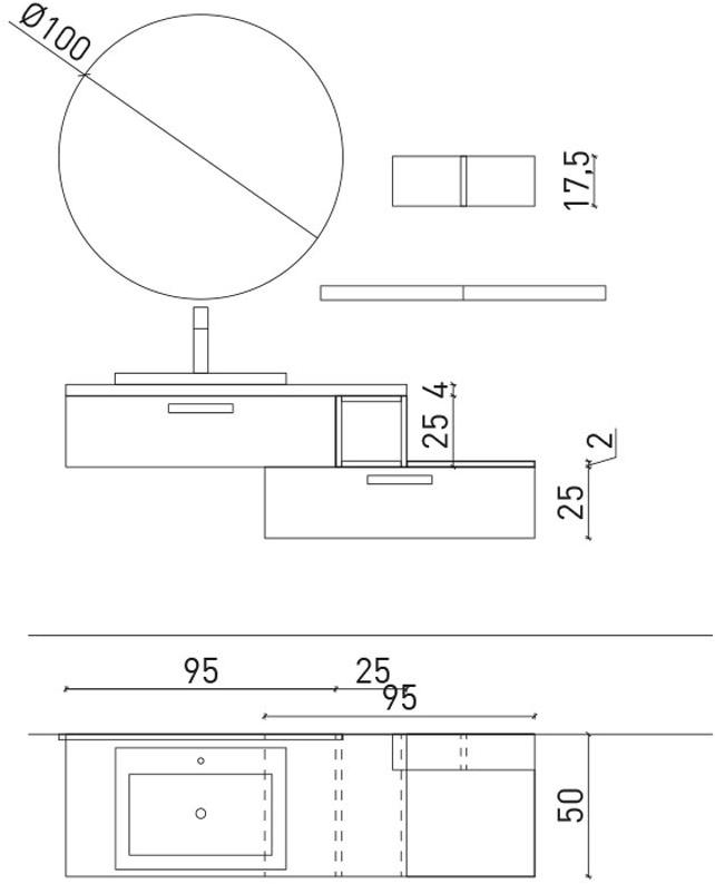 Archeda Настенная тумба под умывальник с ящиками Light sun-id-1461737 - Вид №4