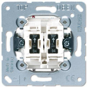Выключатель двухклавишный Jung 10А 250V с N-клеммой 505KOU5