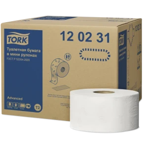Туалетная бумага в мини-рулонах Tork T2 170 м, 12 рулонов 82539464 STLM-2034674