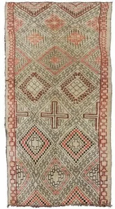 AFOLKI Прямоугольный шерстяной коврик с длинным ворсом и узором Beni ourain Taa562be