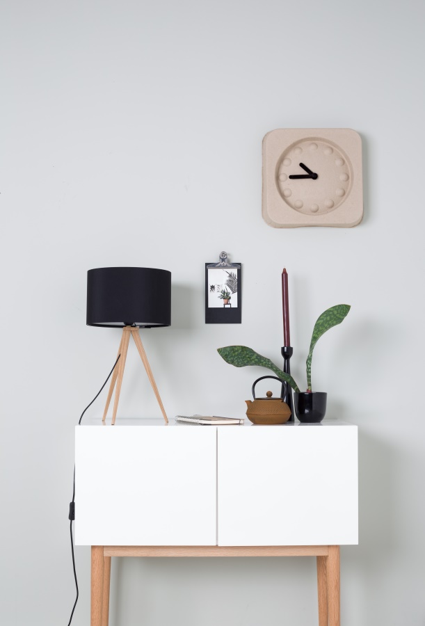 Лампа настольная Tripod Wood, черная с бежевыми ножками Zuiver 5200008 - Вид №2